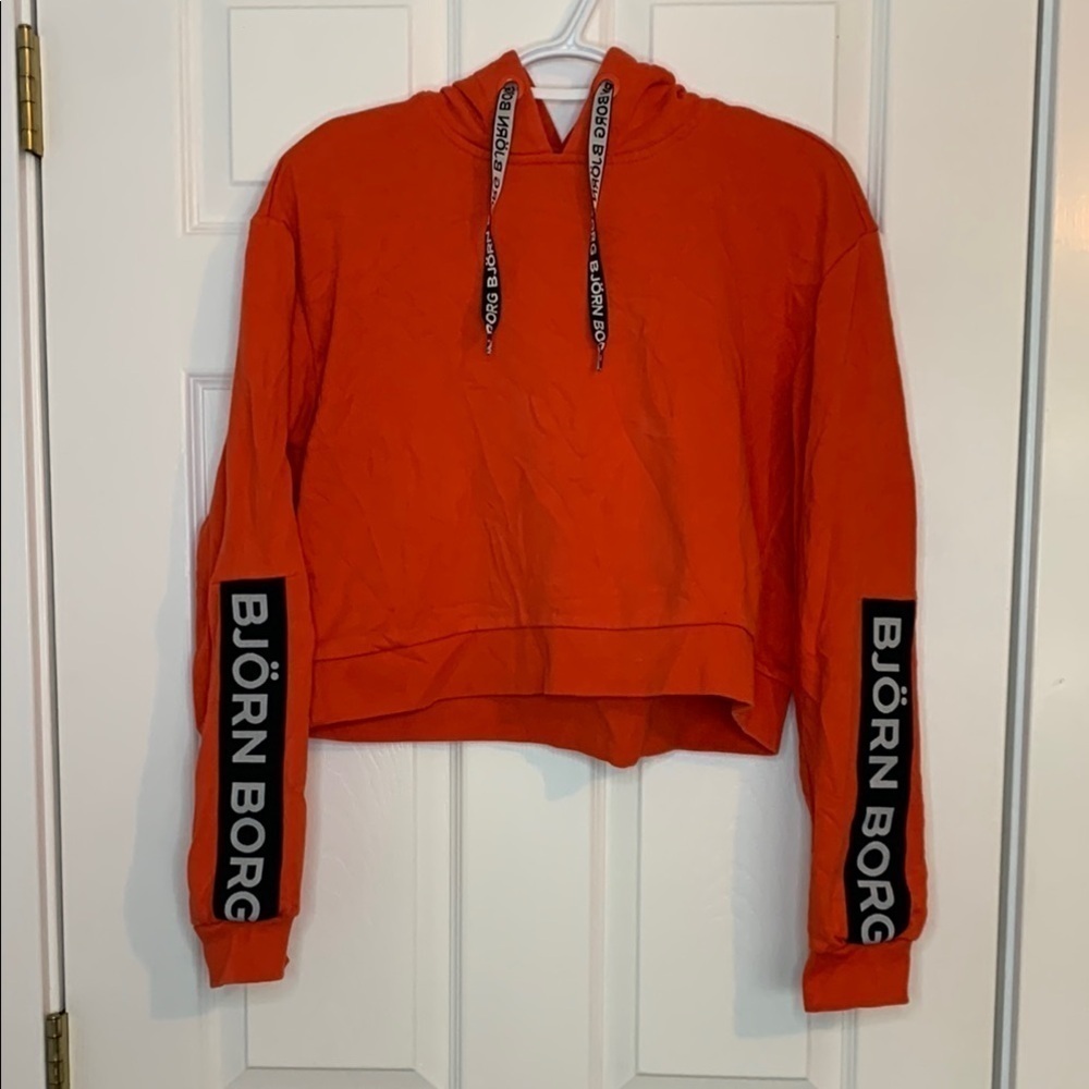 Björn Borg Orange Hoodie cropped body quality workout wear 100% cotton